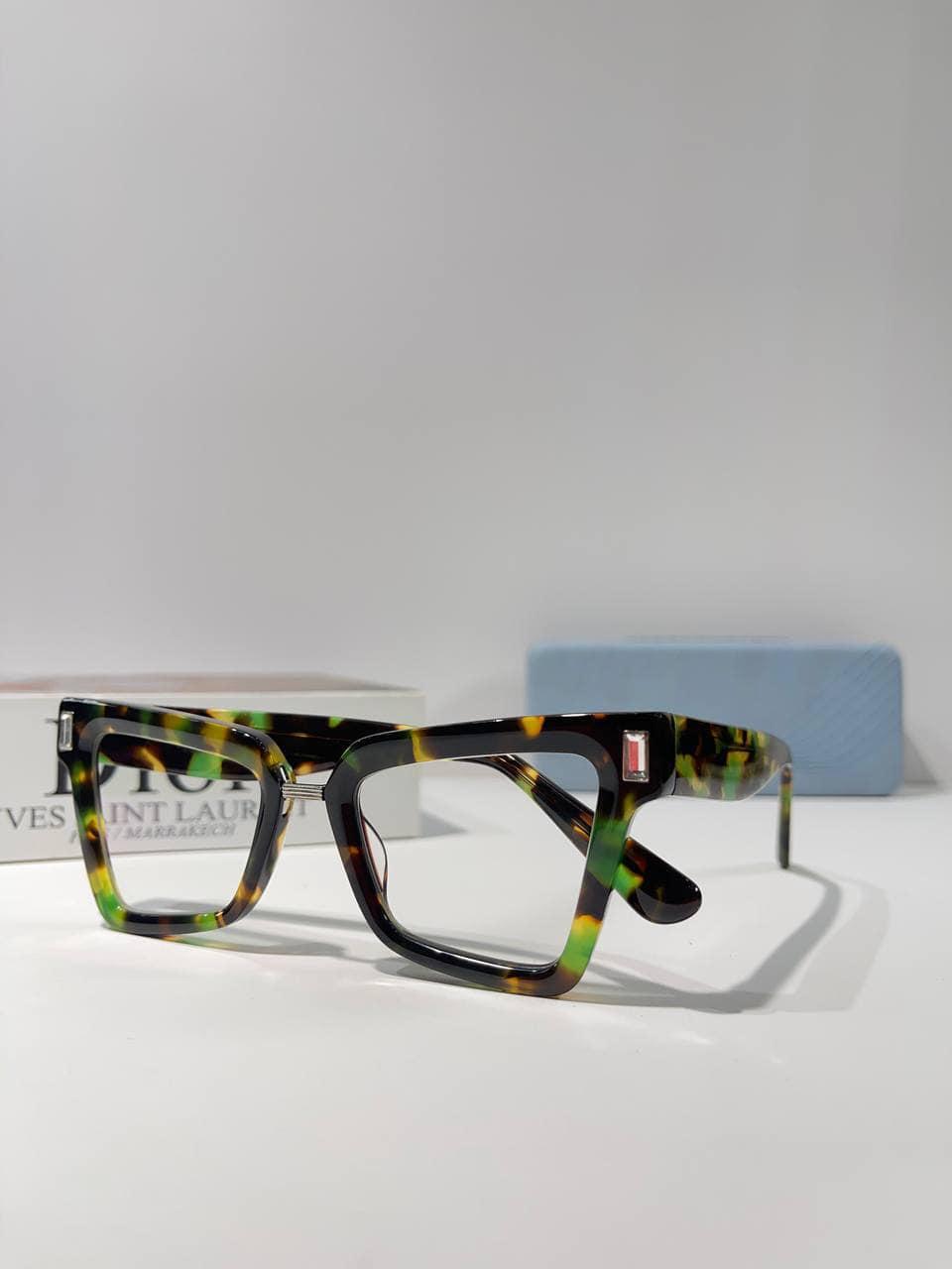 black framed eyeglasses